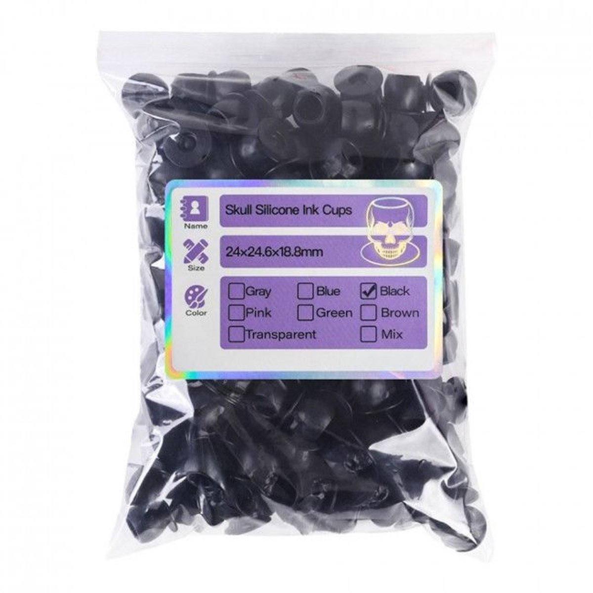 Schedelvormige Siliconen Inkt Cups - Zwart 100 st Pigment Cups - PMU cups - Inkt cups - Inktcups - Pigmentcups - Wegwerp Tattoo en Pmu Siliconen Inkt Cups - Inkt houder - Inkthouders - Pigmentenhouder - Pigmenten houder | Professionele Ink Caps |